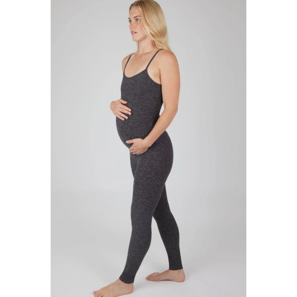 Yogalicious Maternity Heathered Lux Jumpsuit Soft Athleisure Activewear Sz M